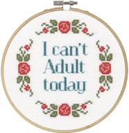 i can't adult today: counted cross stitch kit for beginners, 6'' – dimensions logo