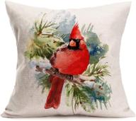 🐦 asamour cardinal pillow covers watercolor ink painting red bird tree green leaves cotton linen throw pillow cushion cover four seasons decorative pillows pillow case 18x18 inch for sofa логотип