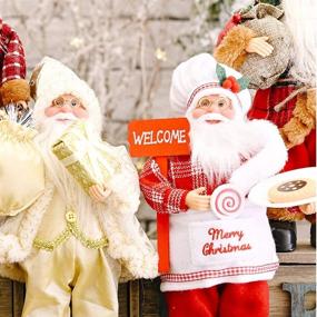 img 2 attached to 🎅 Charming 12'' Santa Claus Figurines: Festive Standing Santa Figure Decorations, Collectible Christmas Dolls and Table Ornaments