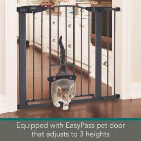 img 3 attached to 🐾 MYPET North States 40.5” Wide Deco EasyPass Pet Gate: With Adjustable Small pet Door. Hard to Climb Bars. Pressure Mount. Fits 29.75" - 40.5" Wide (Graphite), Graphite Gray (5446)