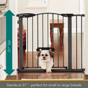 img 1 attached to 🐾 MYPET North States 40.5” Wide Deco EasyPass Pet Gate: With Adjustable Small pet Door. Hard to Climb Bars. Pressure Mount. Fits 29.75" - 40.5" Wide (Graphite), Graphite Gray (5446)