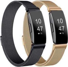 img 4 attached to 🔒 Meliya Stainless Steel Magnetic Lock Replacement Wristbands for Fitbit Inspire 2, Inspire HR, Inspire, and Ace 2 - Black+Rose Gold, Small and Large Sizes for Women and Men