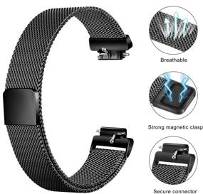 img 3 attached to 🔒 Meliya Stainless Steel Magnetic Lock Replacement Wristbands for Fitbit Inspire 2, Inspire HR, Inspire, and Ace 2 - Black+Rose Gold, Small and Large Sizes for Women and Men