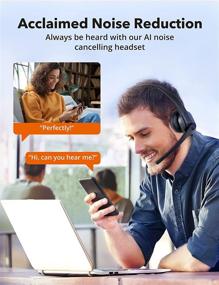 img 3 attached to 🎧 34H Playtime Bluetooth Headset with Noise Cancelling Microphone for PC, Call Center, Zoom, Skype Class - Trucker Wireless Headset with USB Adapter