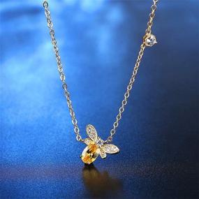 img 3 attached to AILUOR Gold Bee Necklace: Tiny and Charming, Fashionable Topaz Crystal Rhinestone Honeybee Bumble Bee Pendant Jewelry, Ideal Gifts for Women and Girls