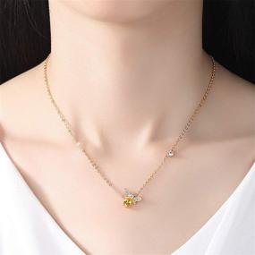 img 1 attached to AILUOR Gold Bee Necklace: Tiny and Charming, Fashionable Topaz Crystal Rhinestone Honeybee Bumble Bee Pendant Jewelry, Ideal Gifts for Women and Girls