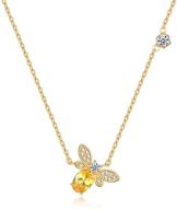 ailuor gold bee necklace: tiny and charming, fashionable topaz crystal rhinestone honeybee bumble bee pendant jewelry, ideal gifts for women and girls logo