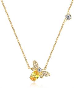 img 4 attached to AILUOR Gold Bee Necklace: Tiny and Charming, Fashionable Topaz Crystal Rhinestone Honeybee Bumble Bee Pendant Jewelry, Ideal Gifts for Women and Girls