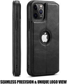 img 2 attached to 📱 Casus Logo Wallet Case Slim Magnetic Flip Cover for iPhone 12 Pro Max (2020), Faux Leather with Card Holder Slot and Thin Kickstand, 6.7" View, Black