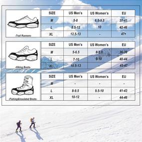 img 1 attached to 🥾 Crampons Ice Cleats Traction Snow Grips for Boots Shoes with 19 Stainless Steel Spikes - Anti Slip, Safe Protection for Hiking, Fishing, Walking, Climbing, and Mountaineering - Ideal for Women, Men, and Kids