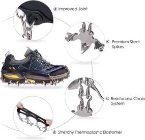 img 2 attached to 🥾 Crampons Ice Cleats Traction Snow Grips for Boots Shoes with 19 Stainless Steel Spikes - Anti Slip, Safe Protection for Hiking, Fishing, Walking, Climbing, and Mountaineering - Ideal for Women, Men, and Kids