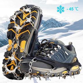 img 3 attached to 🥾 Crampons Ice Cleats Traction Snow Grips for Boots Shoes with 19 Stainless Steel Spikes - Anti Slip, Safe Protection for Hiking, Fishing, Walking, Climbing, and Mountaineering - Ideal for Women, Men, and Kids