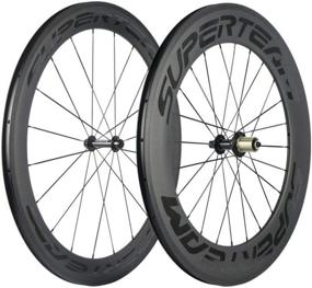 img 2 attached to 🔧 Superteam 700c Carbon Bicycle Wheelset: Front 60mm & Rear 88mm Clincher Wheels with Transparent Decal