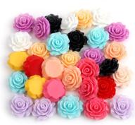 🌸 lot of 55pcs mixed resin rose flowers cabochons cameo flat back 18x9mm for diy crafts (random assortment) logo