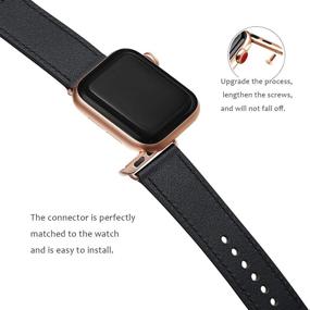 img 2 attached to 🍎 POWER PRIMACY Кожаный ремешок для Apple Watch: Подходит для мужчин и женщин, iWatch серии 6 5 4 3 2 1, SE (Черный/Розовое золото, 38 мм/40 мм)