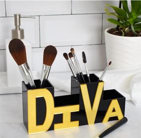 img 3 attached to 💄 FEMMESDIVA Makeup Brush Holder | Cosmetic Storage Organizer | Pen Holder | Acrylic Makeup Organizer | Gold Makeup Brushes Holder | Vanity Makeup Brush Organizer