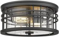 🏡 farmhouse flush mount ceiling light 12 inch, black finish with seeded glass - zeyu industrial ceiling light, zw01-f bk-r логотип