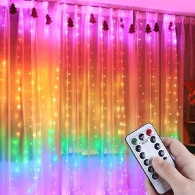 img 4 attached to Anpro Fairy Curtain Lights - 3x2.8M, Remote Control, 7 Colors, 8 Light Modes + USB Power Supply - Perfect for Christmas, Weddings, Party Decorations