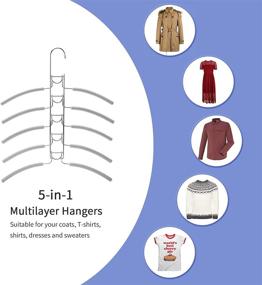 img 2 attached to 👕 Nature Smile (4 Pack) Anti Slip Multiple Sweater Coat Hangers - Space Saving Wardrobe Clothes Rack, Heavy Duty Metal Shirt Blouse Hanger Closet Storage Organizer - Light Grey Color