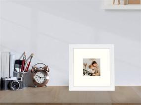 img 3 attached to 🖼️ Golden State Art 8x8 MDF Wood Picture Frames: High Definition Glass, Tabletop & Wall Mounting, 2 Pack White.