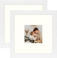 🖼️ golden state art 8x8 mdf wood picture frames: high definition glass, tabletop & wall mounting, 2 pack white. логотип