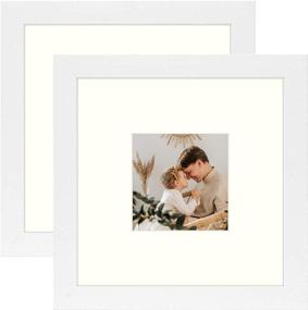 img 4 attached to 🖼️ Golden State Art 8x8 MDF Wood Picture Frames: High Definition Glass, Tabletop & Wall Mounting, 2 Pack White.