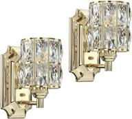 💡 doraimi set of 2 champagne plating prism crystal wall sconce lighting, modern wall light fixture with crystal plate shade for bathroom and bedroom. led bulb (not included) логотип