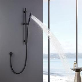 img 3 attached to LANSEN Matte Black Shower Head Combo - Wall Mounted Copper Handheld 🚿 Shower Kit with Slide Bar, Hose, Adjustable Holder Set, and Round Wall Supply Elbow