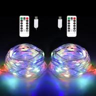 plug-in fairy lights - 2 pack × 33ft led string lights with usb - waterproof rope lights with remote - twinkle lights for garden, living room, bedroom, party, camping - christmas decoration (rgb) логотип