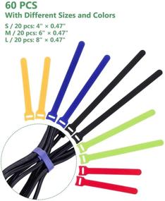 img 3 attached to 🔗 OneLeaf 60 Pcs Reusable Cable Ties with Hook and Loop, Multi-Purpose Straps for Cable Management - Adjustable Fastening Cord Ties for Computer/TV/Electronics, 3 Sizes & 5 Colors