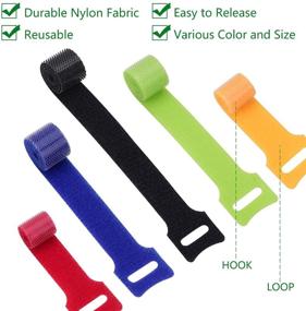 img 2 attached to 🔗 OneLeaf 60 Pcs Reusable Cable Ties with Hook and Loop, Multi-Purpose Straps for Cable Management - Adjustable Fastening Cord Ties for Computer/TV/Electronics, 3 Sizes & 5 Colors