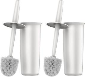 img 4 attached to Efficient White Toilet Bowl Brush and Holder Set - 2 Pack by MR.SIGA