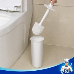 img 1 attached to Efficient White Toilet Bowl Brush and Holder Set - 2 Pack by MR.SIGA