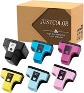 🖨️ justcolor compatible hp 02 ink cartridge replacement for photosmart printers - d7155 d7160 c7280 c6280 c5180 c6180 d7360 d7460 8250 c7200 - black/cyan/magenta/yellow/light cyan/light magenta - 6 pack logo