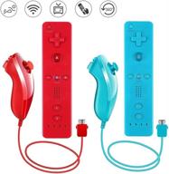 🎮 lactivx 2 pack wii remote controller and nunchuck bundle with silicone case and wrist strap for wii/wii u, red and blue - premium quality at a great value! logo