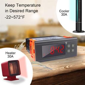 img 2 attached to 🌡️ KT8230 Digital Temperature Controller Thermostat Regulator: Efficient Fahrenheit -22~572℉ Heating Cooling for Incubator, Brooder, Refrigerator, Fermenter, Greenhouse, Reptile - 120VAC 30A