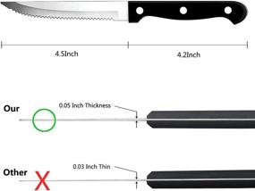 img 3 attached to 🔪 Faderic набор ножей для стейка с назначением, 12 штук, черный нож полного вылета с тройными риветами, ножи для стейка с остроконечным лезвием из нержавеющей стали, 4,5 дюйма, кухонные ножи для ресторана, посудомоечная машина безопасна.