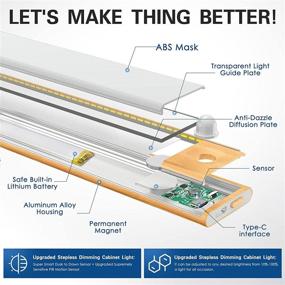 img 1 attached to 💡 Wireless Ultra-Thin LED Under Cabinet Lights: Motion Sensor, Rechargeable, 39 LEDs Dimmer - Ideal for Kitchen, Closet, Pantry