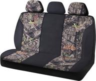 🌿 mossy oak full bench camo seat covers: premium pvc & canvas fabric, airbag compatible, universial fit for most bucket seats - official licensed product logo