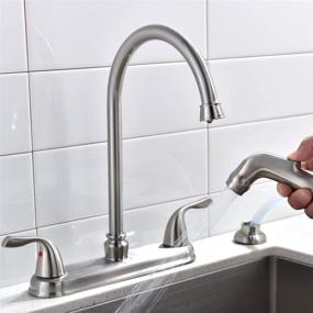 img 1 attached to ✨ Discover the Versatility of SHACO's Stainless Steel Two Handle Kitchen Faucet with Sprayer & 360° Swivel Technology - SC-SLYT004L-S new13