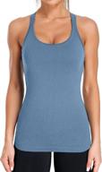 🏋️ attraco women's ribbed workout tank top with built-in bra: racerback, scoop neck, and tight athletic fit logo