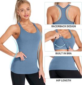 img 2 attached to 🏋️ ATTRACO Women's Ribbed Workout Tank Top with Built-in Bra: Racerback, Scoop Neck, and Tight Athletic Fit