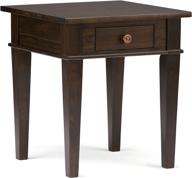 🏠 simpilhome carlton: stylish dark tobacco brown end side table with storage, 1 drawer, ideal for living room and bedroom logo