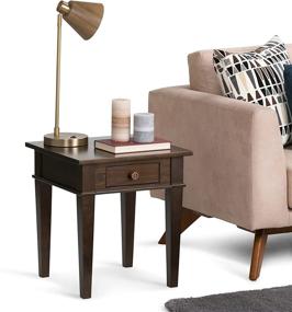 img 1 attached to 🏠 SIMPILHOME Carlton: Stylish Dark Tobacco Brown End Side Table with Storage, 1 Drawer, Ideal for Living Room and Bedroom