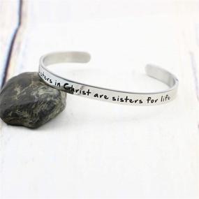 img 2 attached to 👯 Personalized Stainless Steel Sister Bracelet: Engraved Mantra Cuff Bangle Jewelry for Best Friend