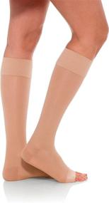 img 3 attached to 🧦 Jomi Compression Knee High Collection, Sheer Open Toe, 15-20mmHg, Medium Size, Natural Color