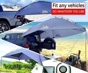 img 2 attached to 🏕️ Ultimate Versatility Teardrop Awning for SUV RVing, Car Camping, Trailer, and Overlanding - Lightweight and Durable Tarp with 2 Sandbags