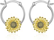 🌻 onefinity sterling silver sunflower hoop earrings - sunflower jewelry earrings for women and girls, perfect gift idea logo