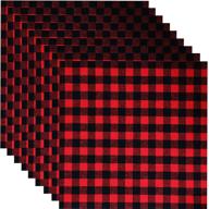 🎄 12-pack buffalo plaid heat transfer fabric sheets by windbom - 12x12 inch printed vinyl sheets for christmas cloth craft, adhesive iron-on fabric - not htv logo