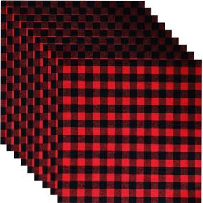 img 4 attached to 🎄 12-Pack Buffalo Plaid Heat Transfer Fabric Sheets by Windbom - 12x12 Inch Printed Vinyl Sheets for Christmas Cloth Craft, Adhesive Iron-on Fabric - Not HTV